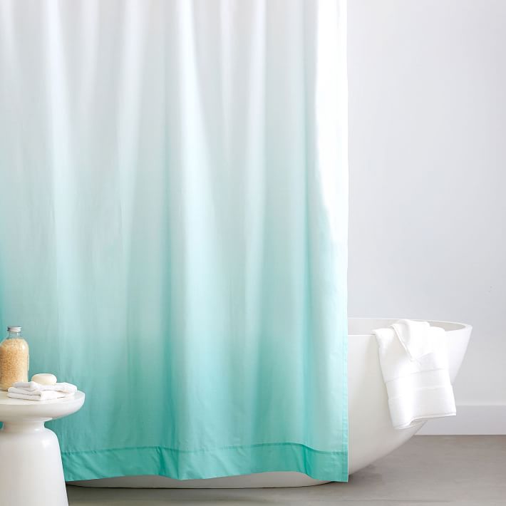 Organic Cotton Ombre Shower Curtain, Blue And Green Ombre Shower Curtain