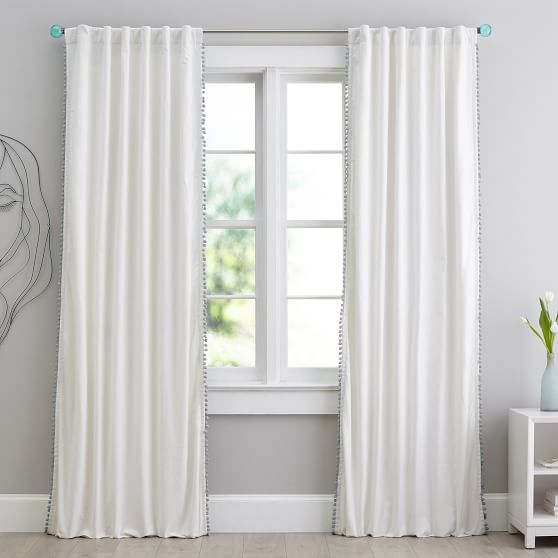 Pom Blackout Curtain Curtains Pottery Barn Pom Blackout Curtain