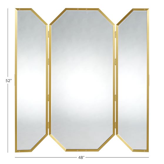 Monique Lllier Full Length Trifold Mirror With Pinboard Pottery Barn Teen - Tri Fold Wall Mirror Full Length