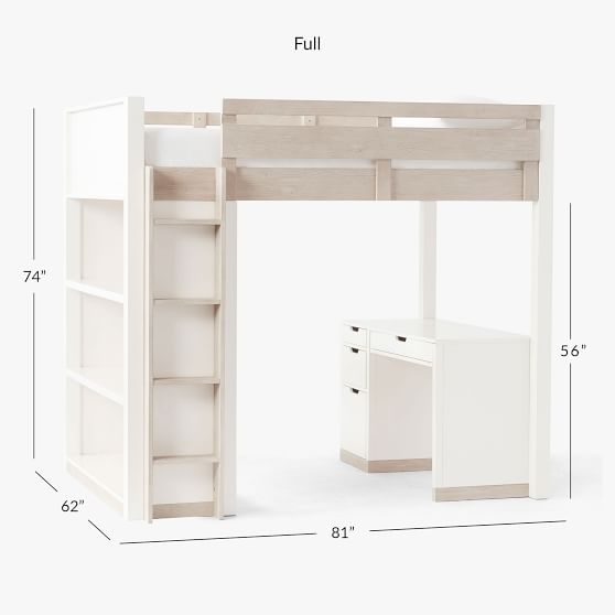 Rhys Loft Bed With Desk Pottery Barn Teen, Bunk Bed With Desk And Bookcase