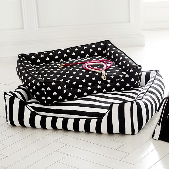 black white dog bed