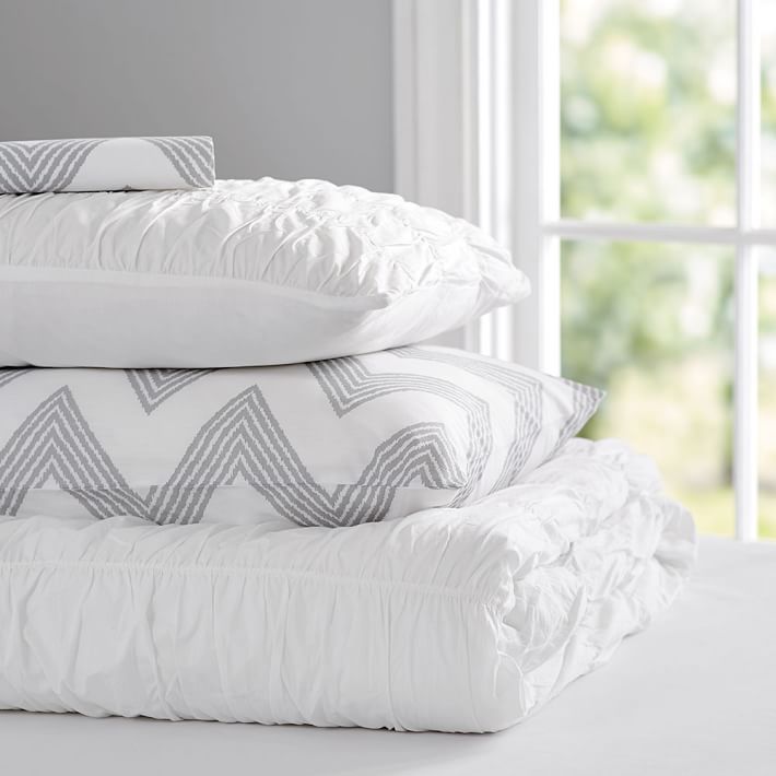 Ruched Zig Zag Deluxe Value Duvet Set Dorm Bundle Pottery Barn Teen