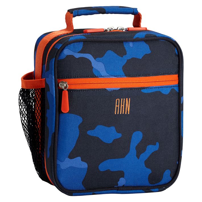 camo backpack and lunchbox