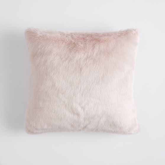 blush fur pillow