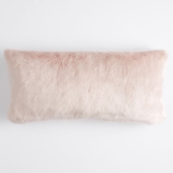 blush fur pillows