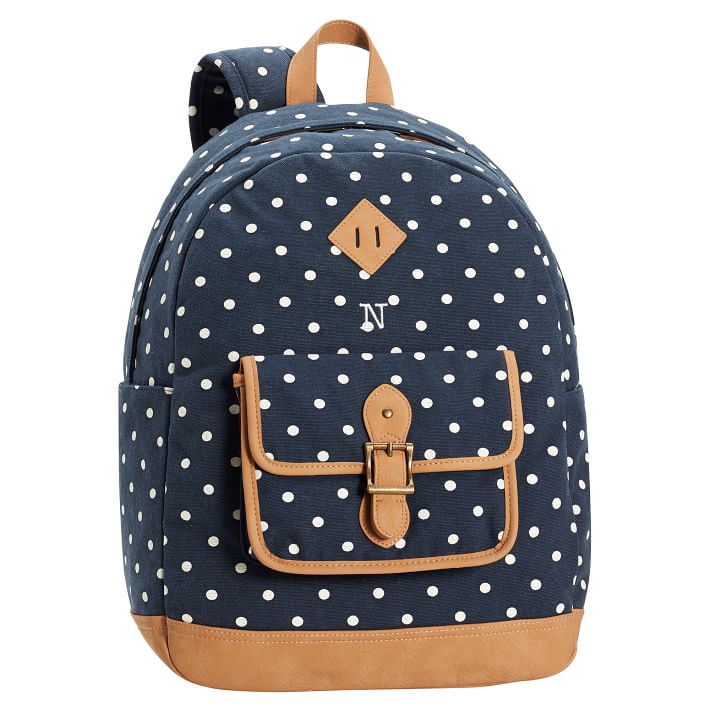 Navy polka dot backpack Clearance