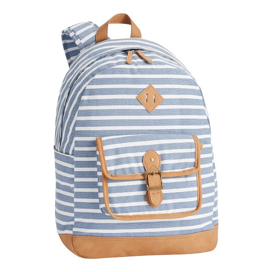 blue striped backpack
