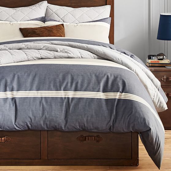 pottery barn striped duvet