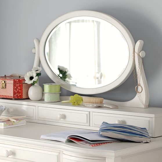 Lilac Mirror Vanity Desk Hutch, White Vanity With Hutch