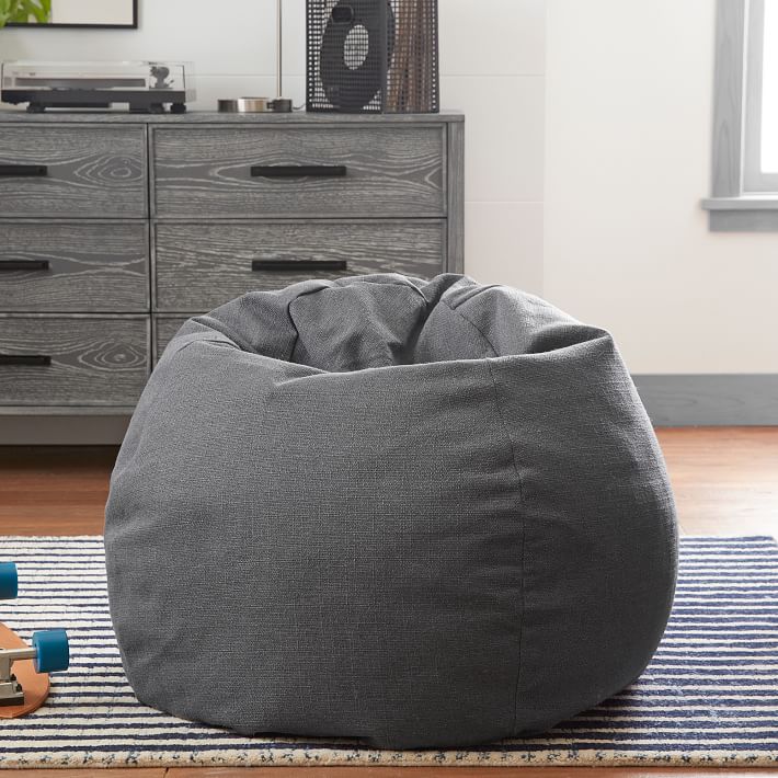 Classic Plain Weave Charcoal Bean Bag Chair | Pottery Barn Teen