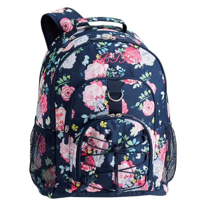 navy floral backpack