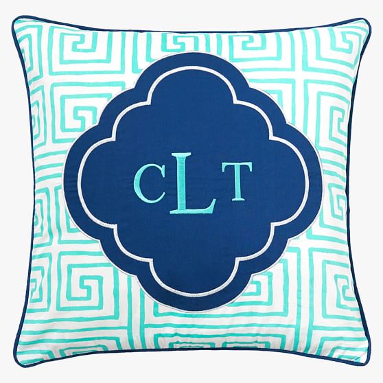 embroidered monogram pillow