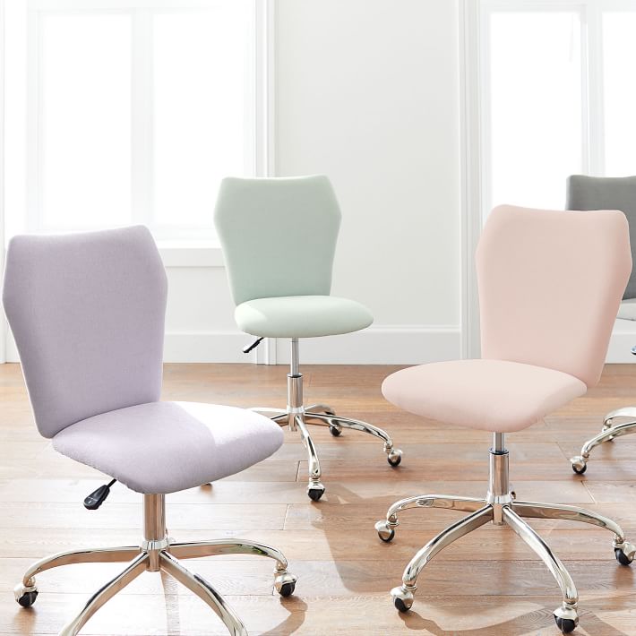 Chenille Plain Weave Airgo Swivel Desk, Lilac Swivel Desk Chair