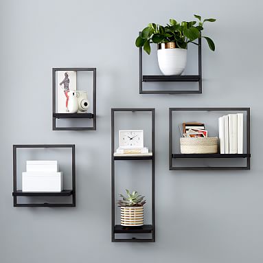 Metal Framed Shelves Set Of 5, Metal Tower Display Shelf Cube Bookcase