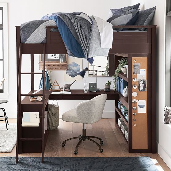 Sleep Study Loft Bed Pottery Barn Teen, Elevated Bunk Bed With Desk