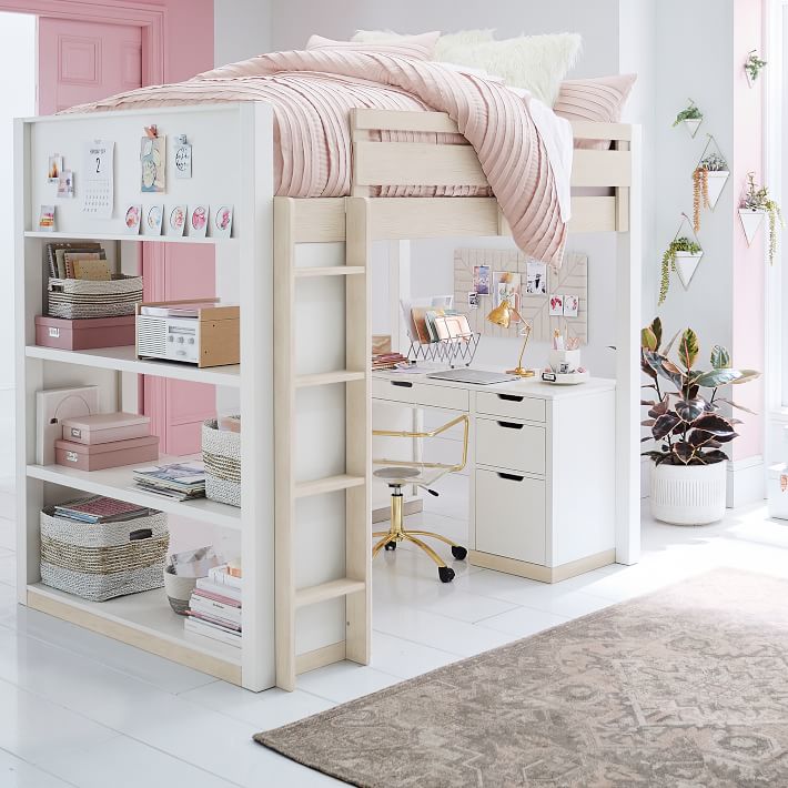 Rhys Loft Bed With Desk Pottery Barn Teen, Bunk Bed With Desk Room Ideas