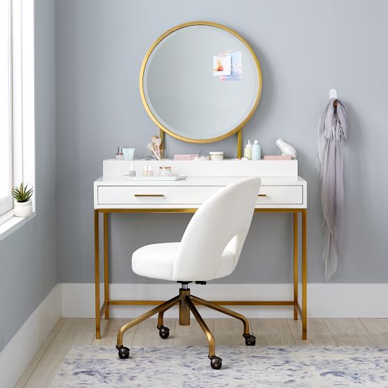 Blaire 40 Classic Vanity Desk Set, White Vanity Desk Setup
