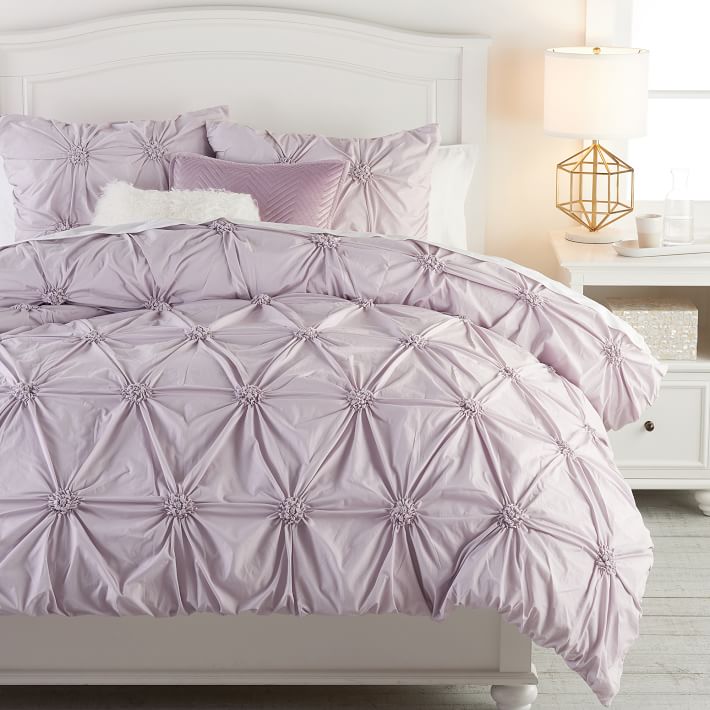 purple ruched duvet cover