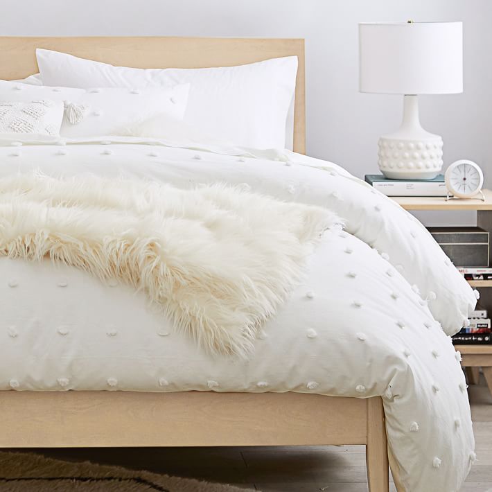 white tufted dot duvet cover