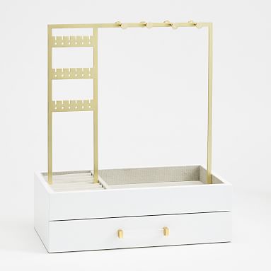 Elle Lacquer Jewellery Display Stand, White/Gold