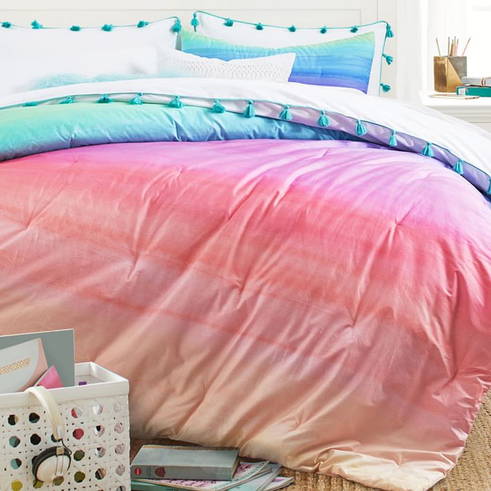 watercolor rainbow duvet