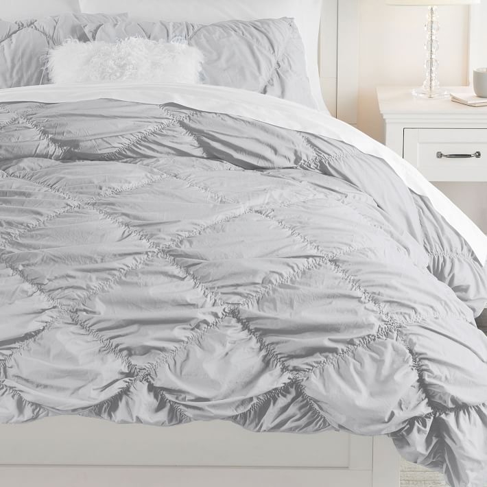 ruched diamond organic duvet cover