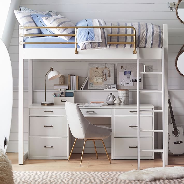 Waverly Loft Storage Desk Set, Bunk Bed With Built In Dresser And Deskset