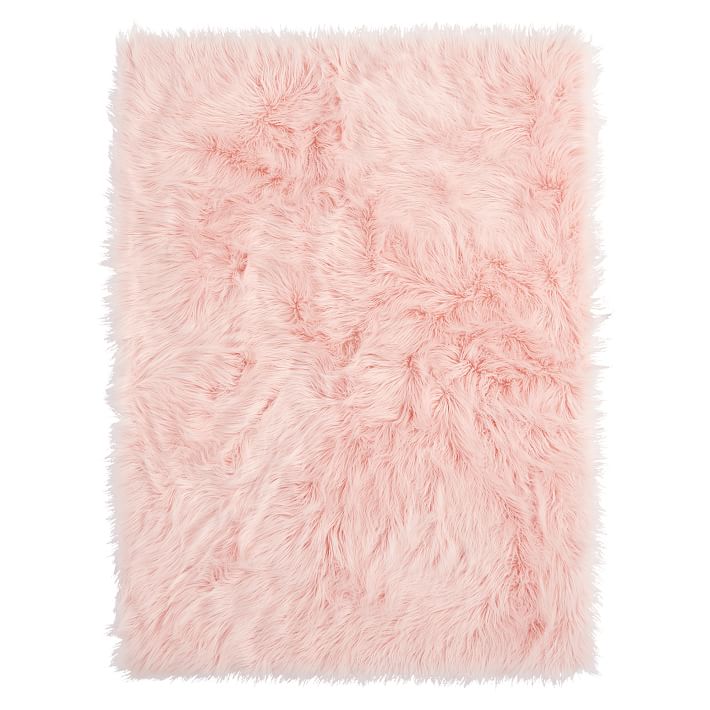 Pottery Barn Teen Faux Fur Ice Throw Blush Pink NEW 45" x 60" 