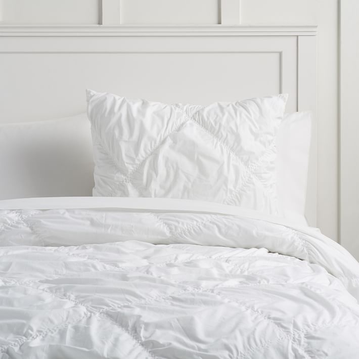 ruched diamond organic duvet cover