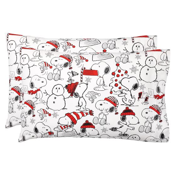 Pottery Barn Teen PEANUTS Holiday Flannel Sheet Set Full Size~New~SNOOPY 