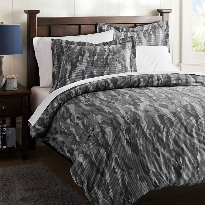 Pottery Barn Teen Camo black gray grey  standard sham quilted  New 