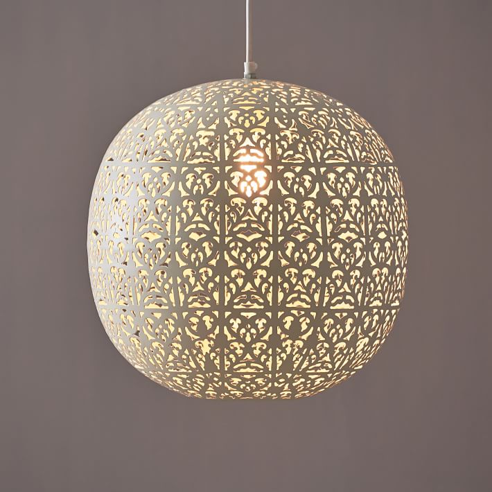Large Filigree Punched Metal Pendant 