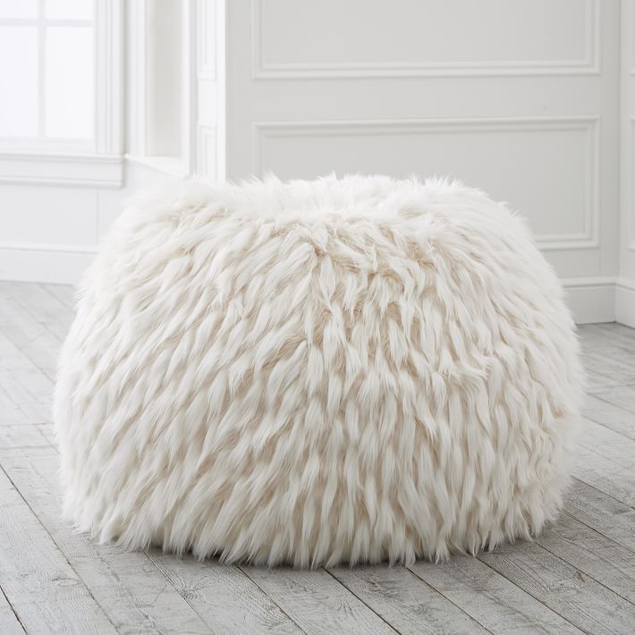 Winter Fox Faux-Fur Bean Bag Chair