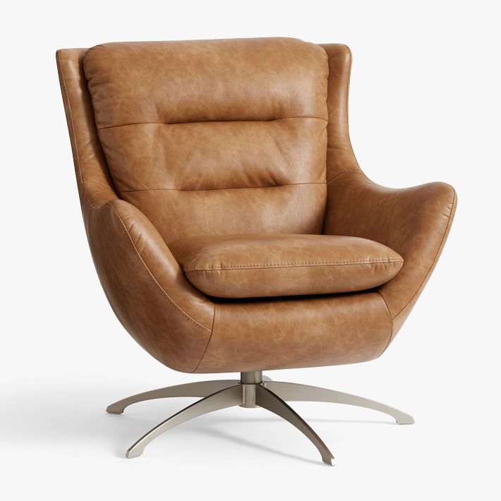 Vegan Leather Caramel Lennon Lounge Chair