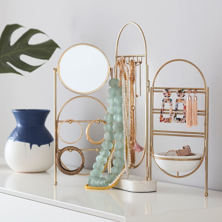 Marble and Gold Jewelry Holder Screen | Pottery Barn Teen
