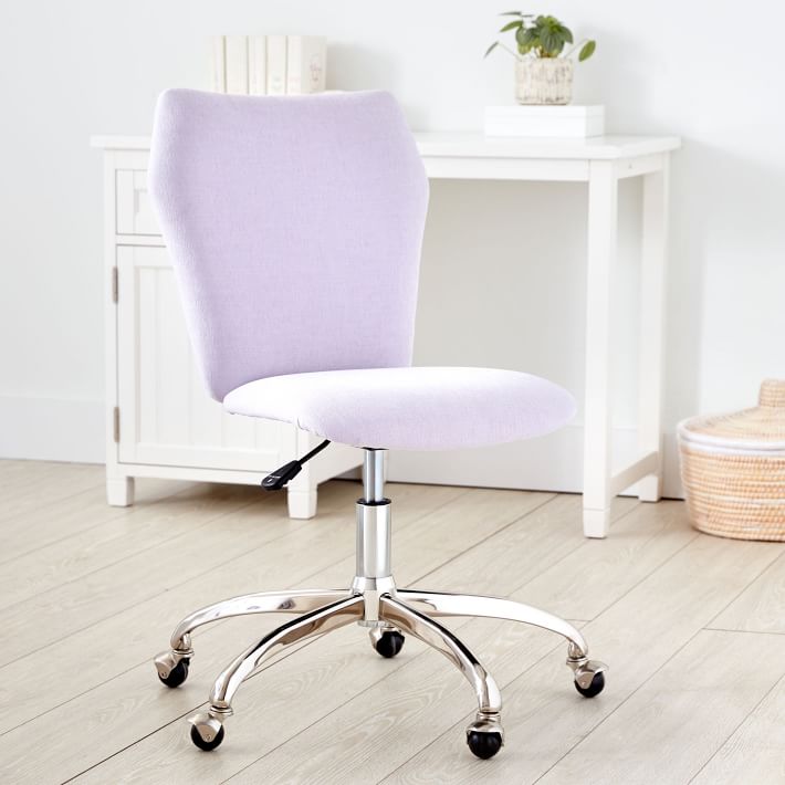 Chenille Plain Weave Airgo Swivel Desk Chair Washed Lilac Pottery Barn Teen Chenille Plain Weave Airgo Swivel Desk, Lilac Swivel Desk Chair