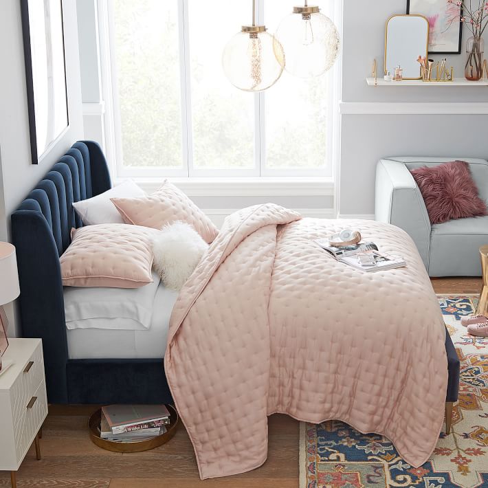 Avalon Channel Stitch Upholstered Bed Teen Bed Pottery Barn Teen