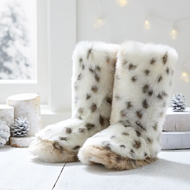 snow leopard slipper boots