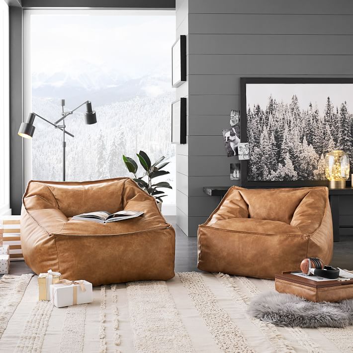 leather caramel modern lounger