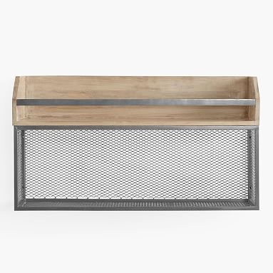 Industrial Wall Shelf, Wood/Metal