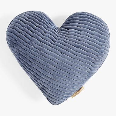 Velvet Heart Ruched Pillow, Heart, Deep Blue