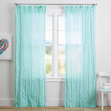 84" length PB Teen Twisted Sheer Panel Curtain in 'Pool' color 