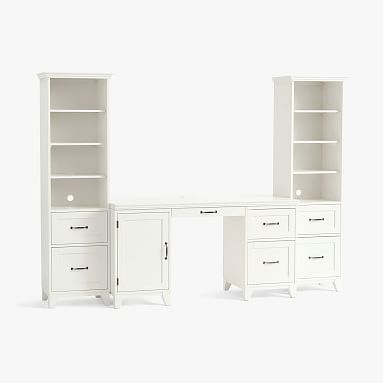 Hampton Smart Storage Desk & Bookcase with Drawers Set, Simply White