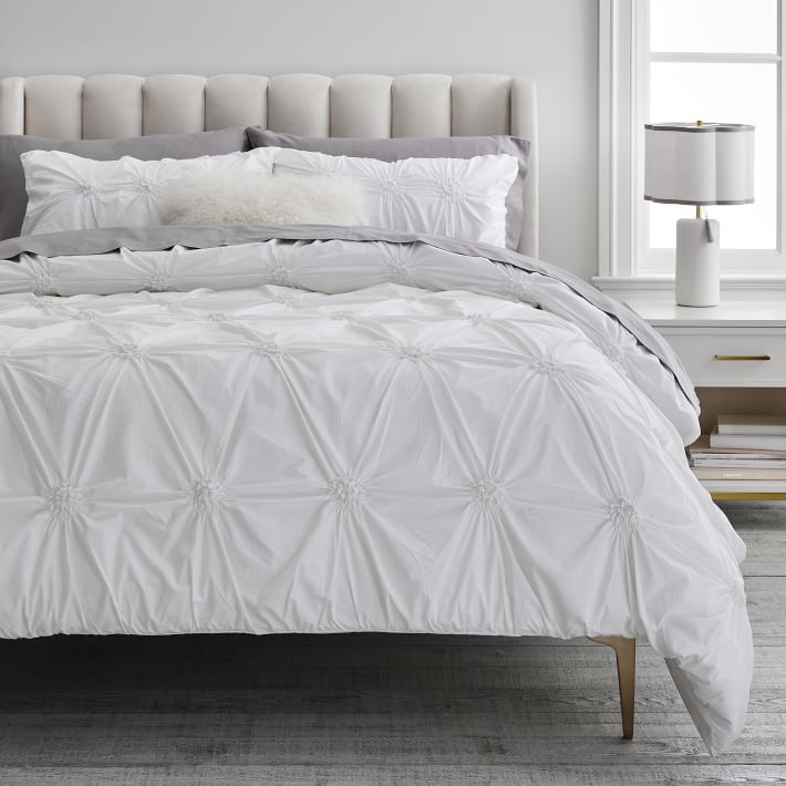 ruched diamond organic duvet cover