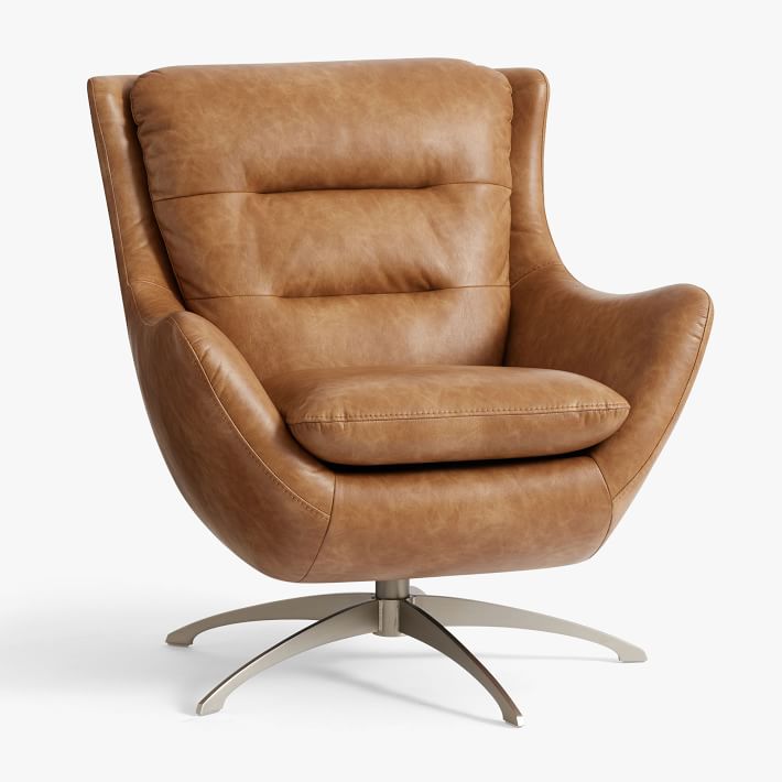 vegan leather caramel lennon lounge chair