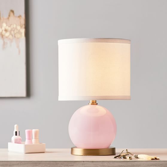 pottery barn pink lamp