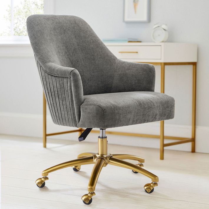 velvet pleated swivel desk chair