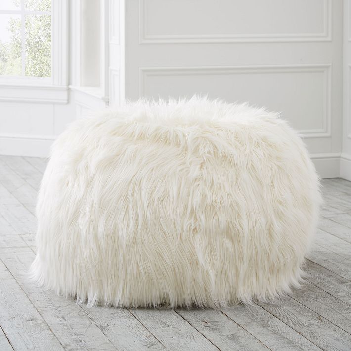 white fluffy beanbag chair