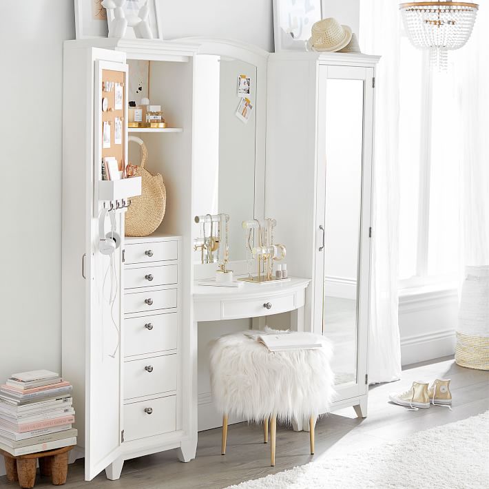 narrow white dressing table