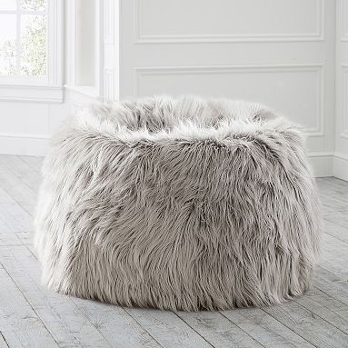 fluffy gray bean bag